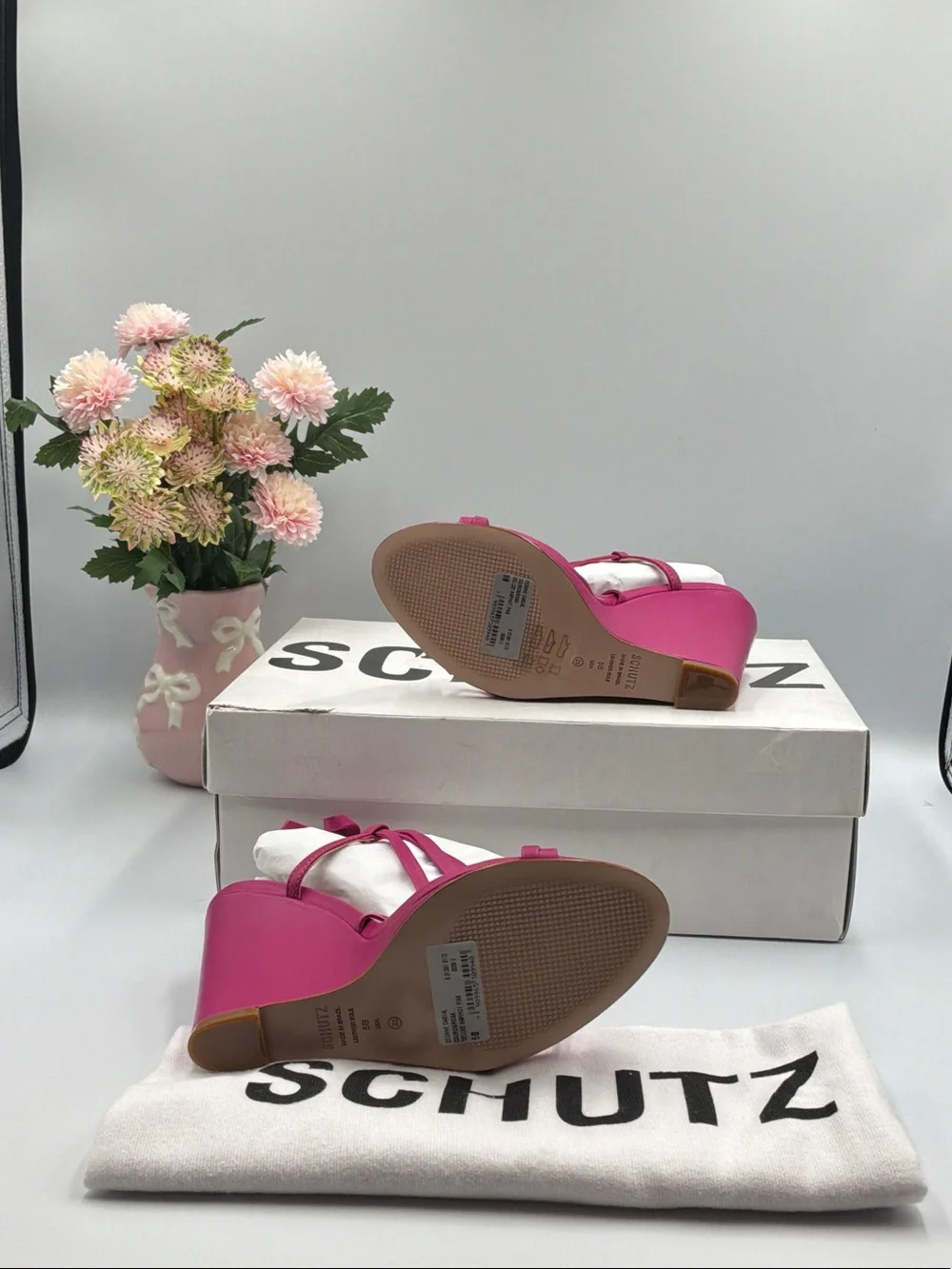 SCHUTZ Hot Pink Strappy Wedge Sandals